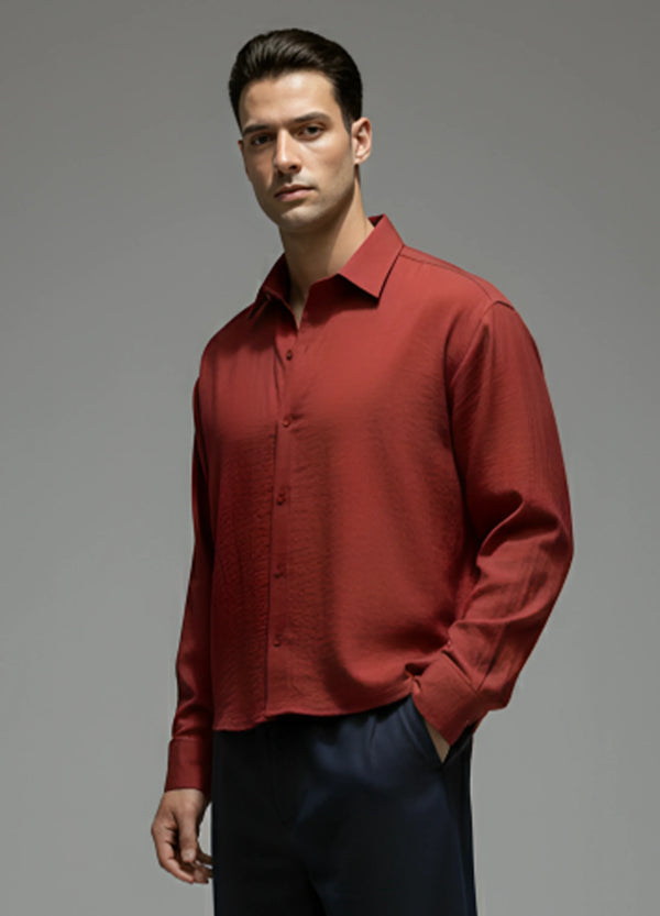 MEN MAROON SATURN SILK SHIRT