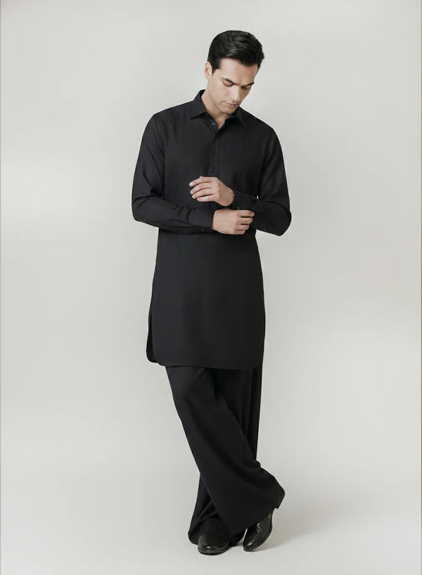 Mens Black  - Jacquard Full Suit