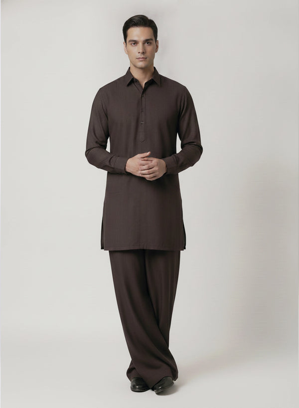 Mens Brown  - Jacquard Full Suit