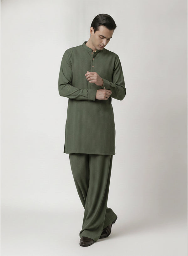 Mens Green - Jacquard Full Suit