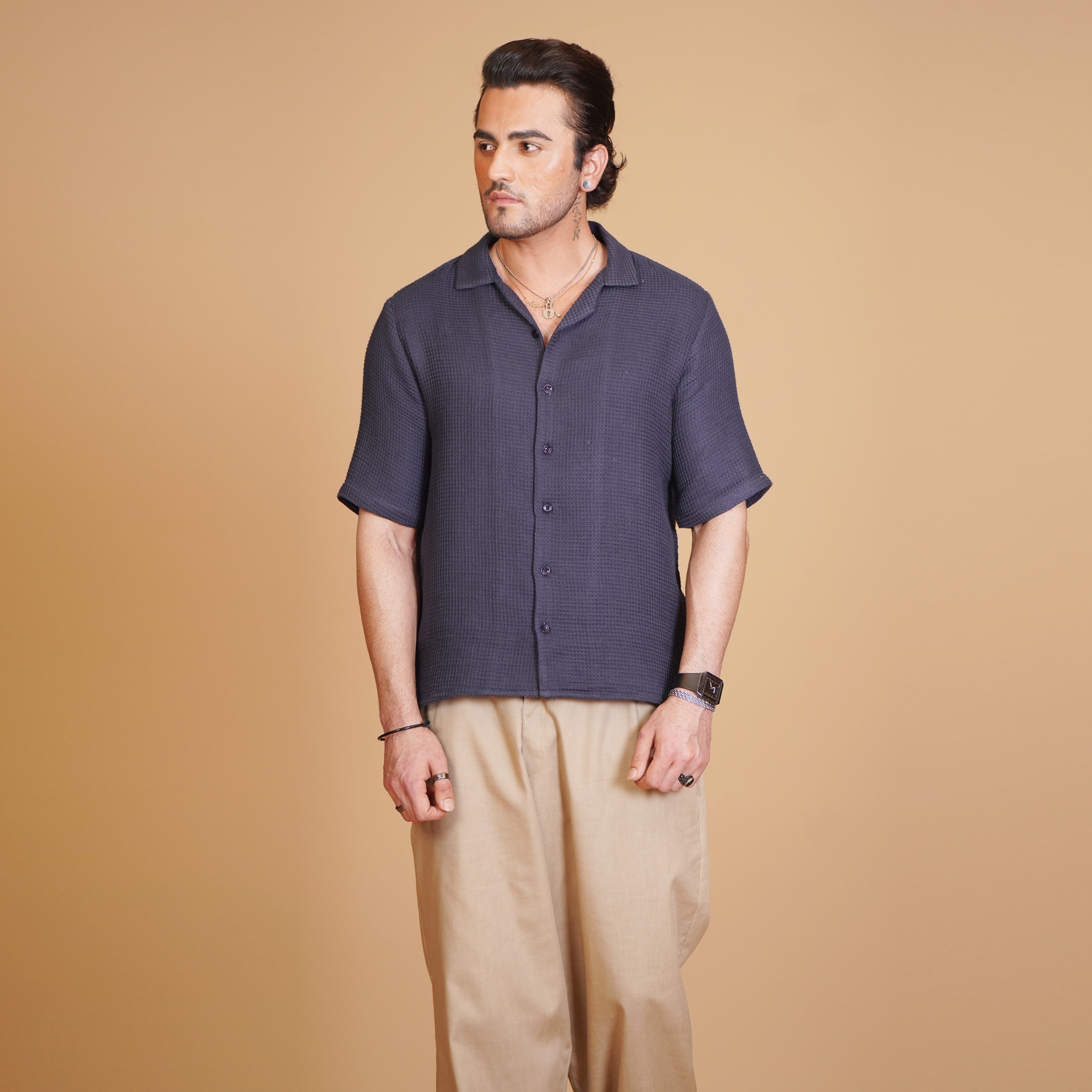 Blue Textured Finish Shirt