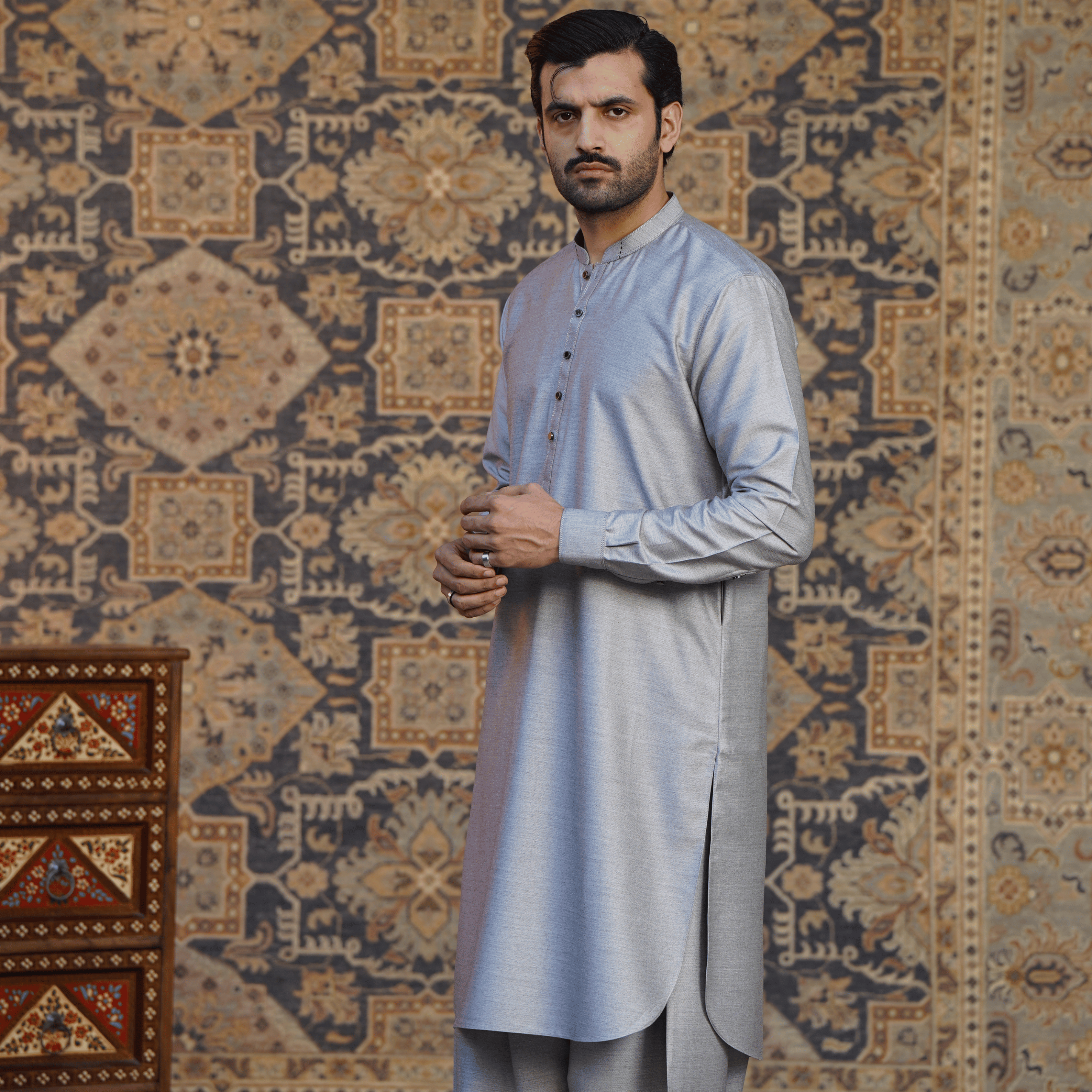 Steel Grey Shalwar Kameez