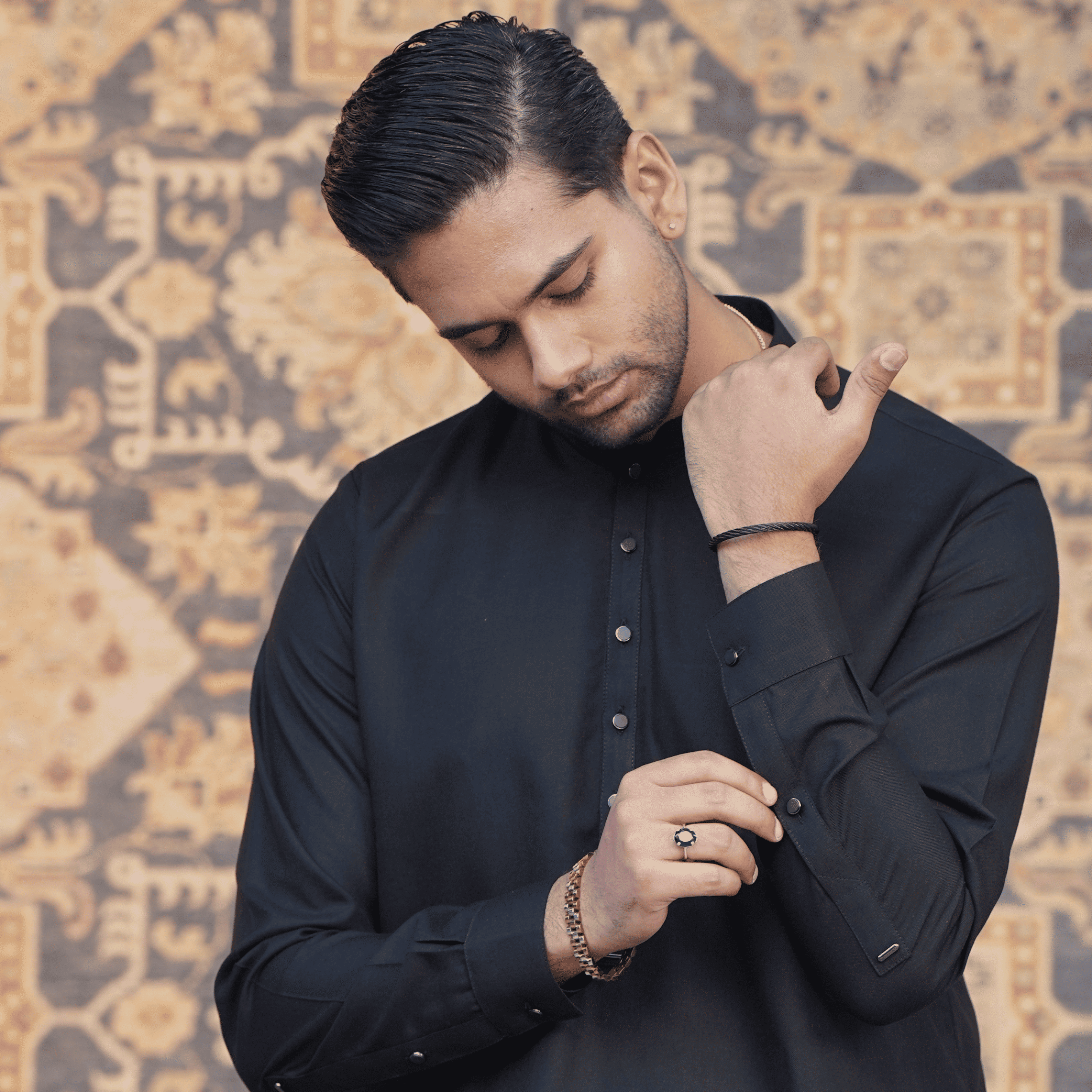 Tropical Black Shalwar Kameez
