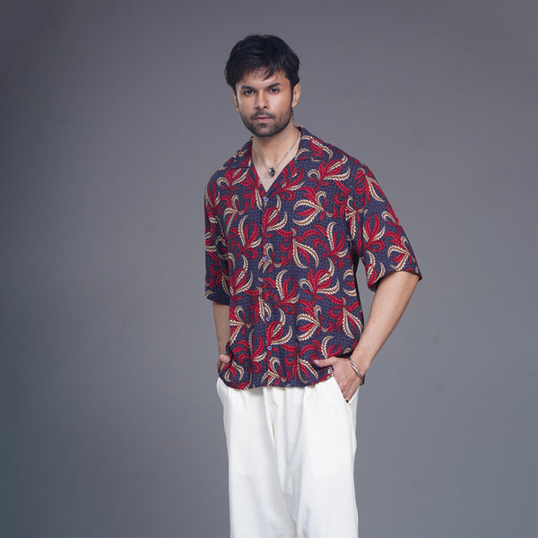 Red Color Pattern Men Shirt