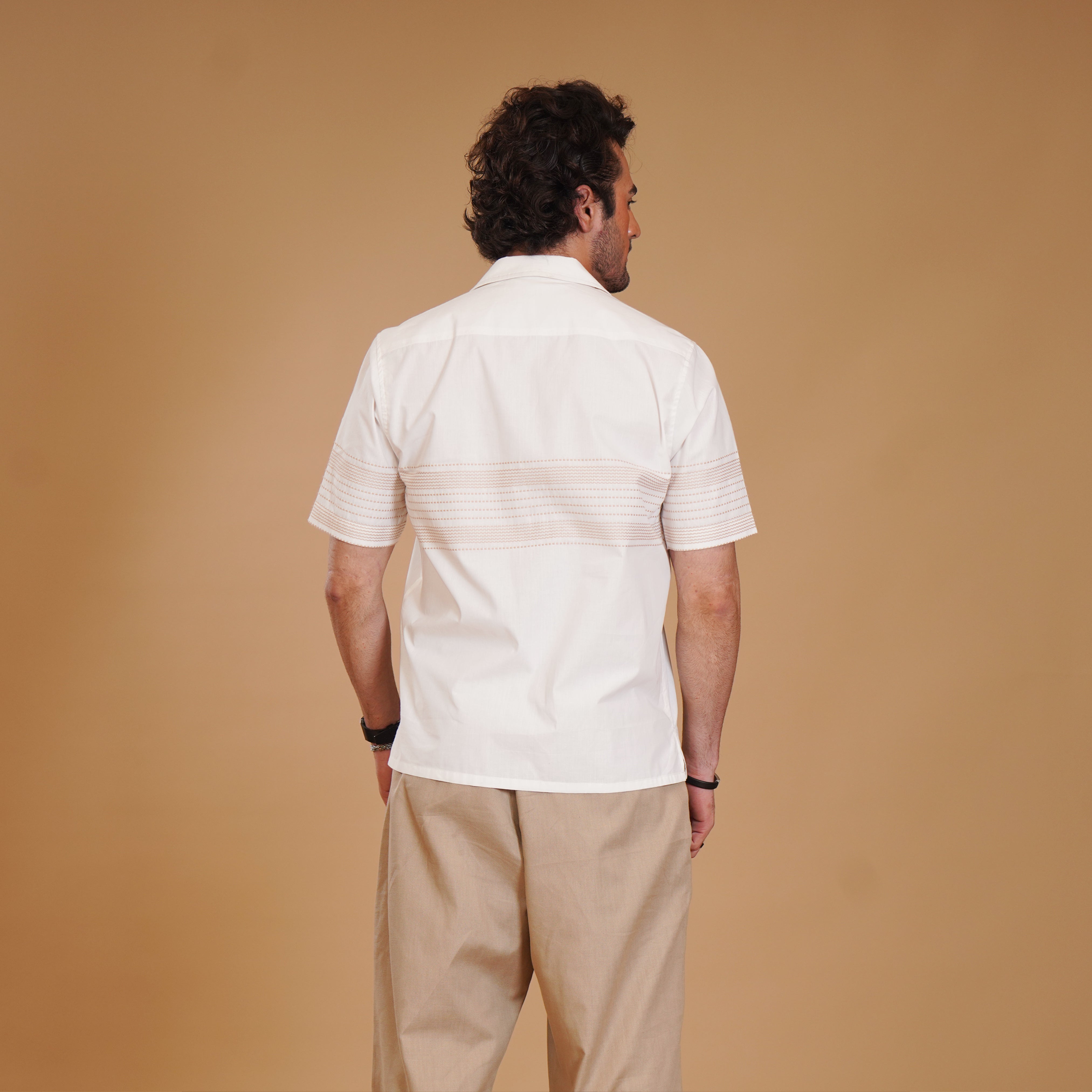 Bold Vertical Stripe Shirt & Khaki Pleated Trouser Coords Set