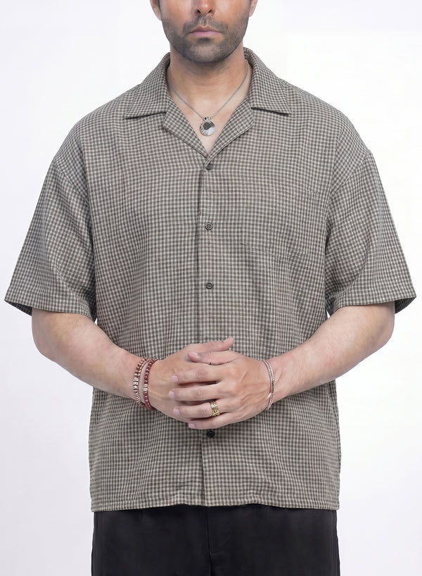 Small Checkered Boxy-Fit Half Sleeves Shirt