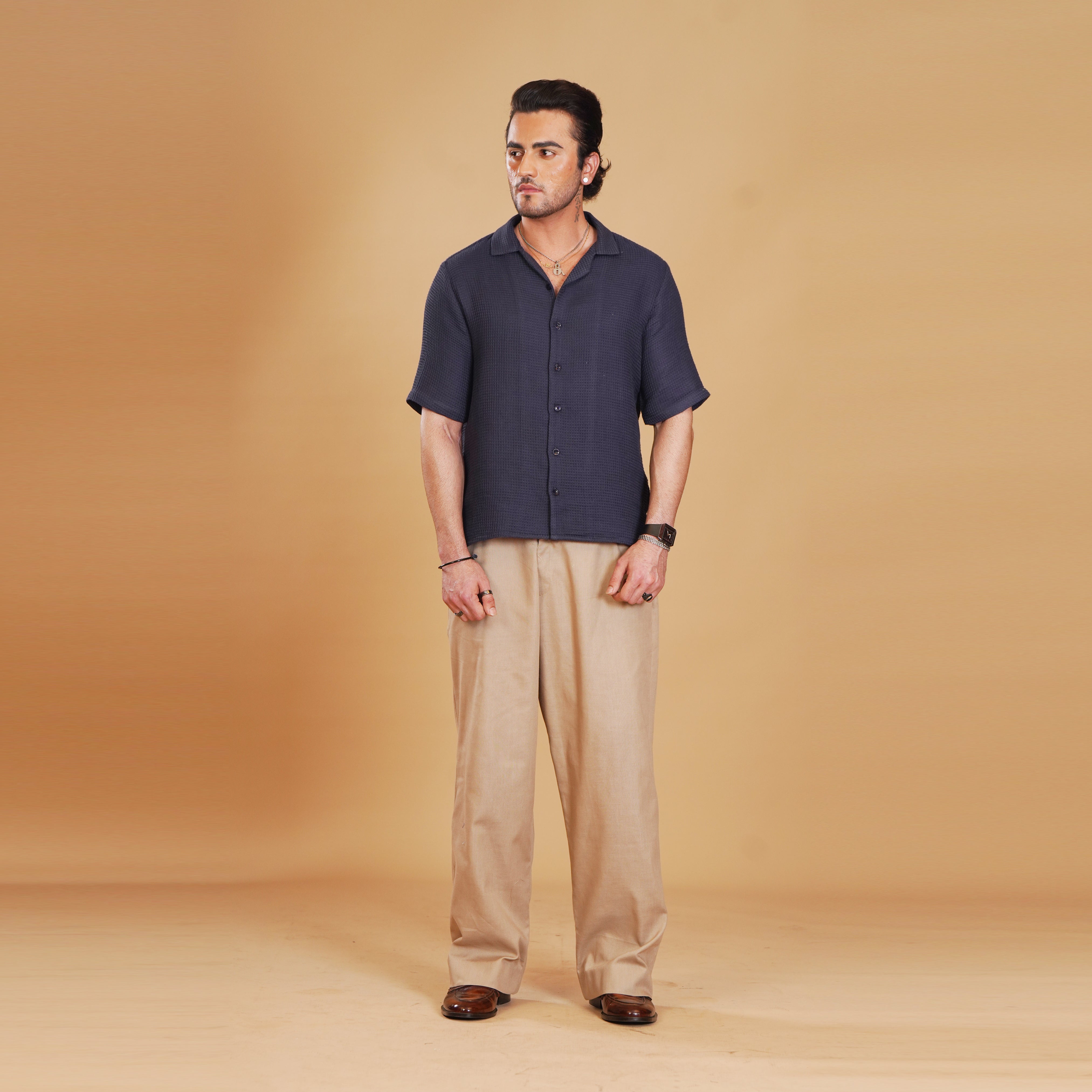 Blue Textured Finish Shirt