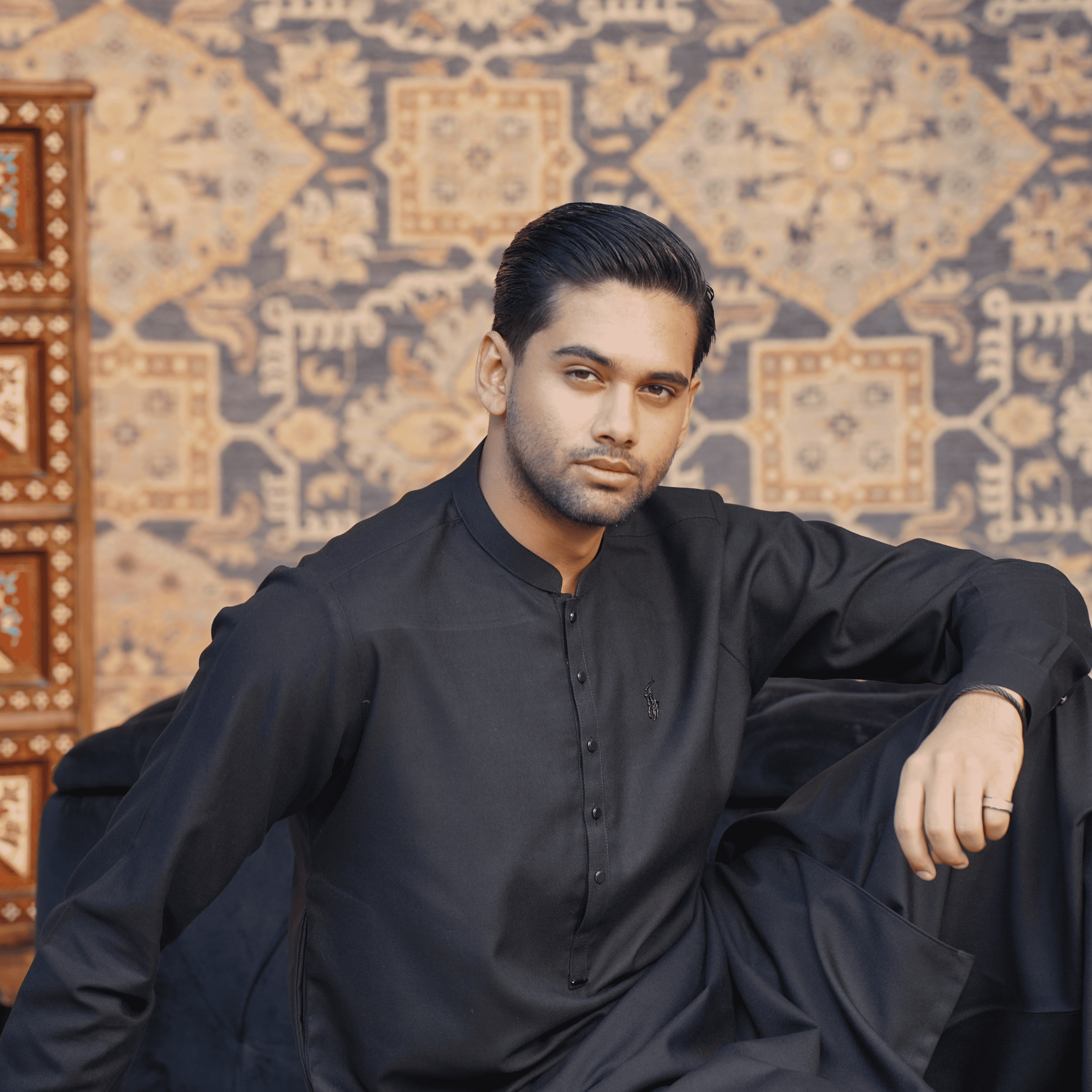 Tropical Black Shalwar Kameez