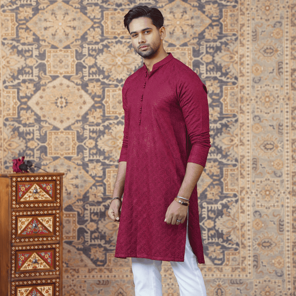 Embroidered Red Kurta