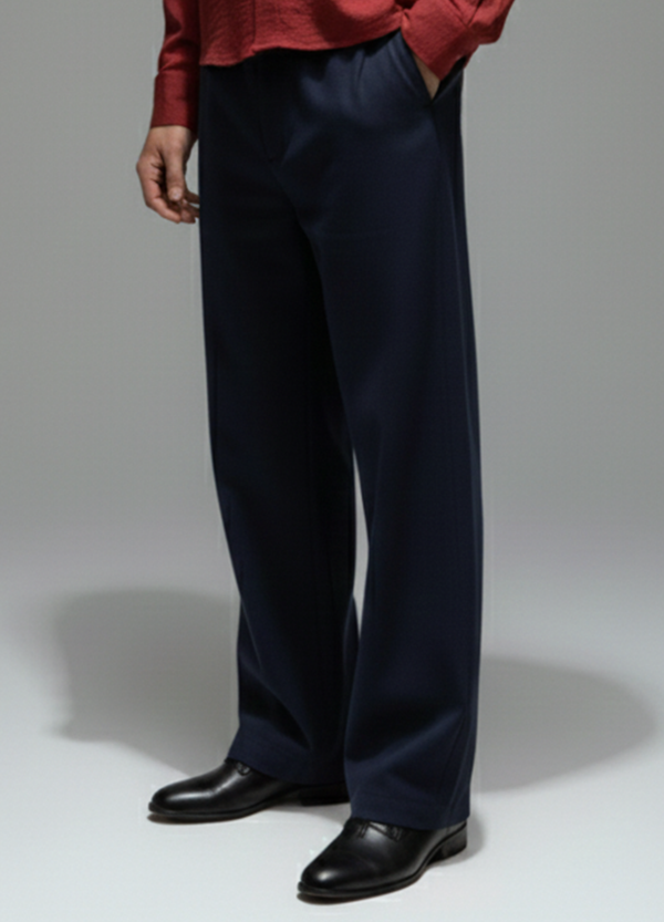 MEN NAVY BLUE SATURN SILK TROUSER