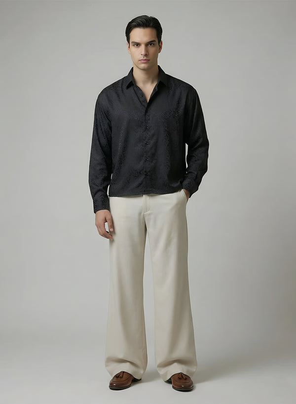 Men Co-ord Set —  Black Shirt & White Pants