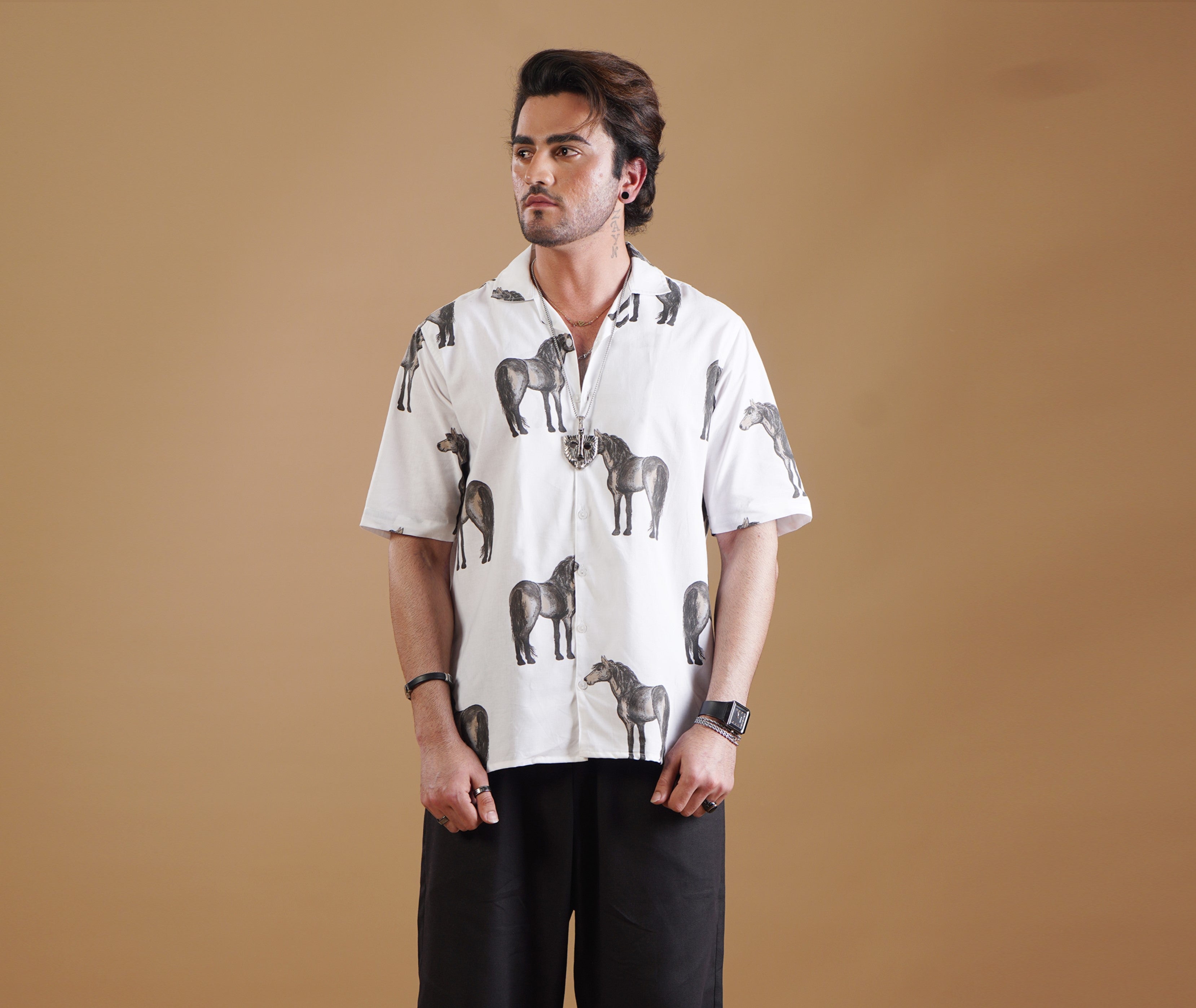 Men Horse Print Shirt