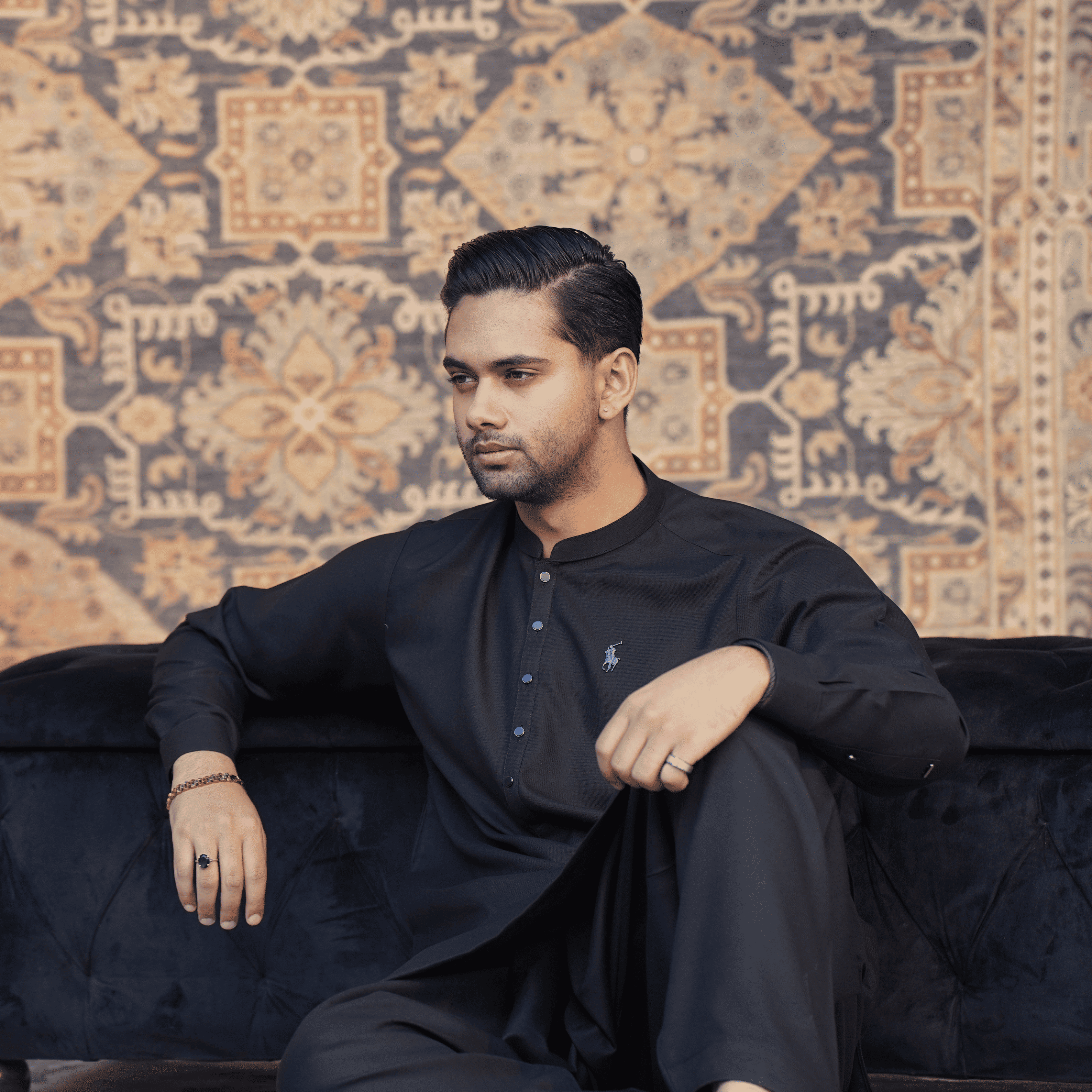 Tropical Black Shalwar Kameez