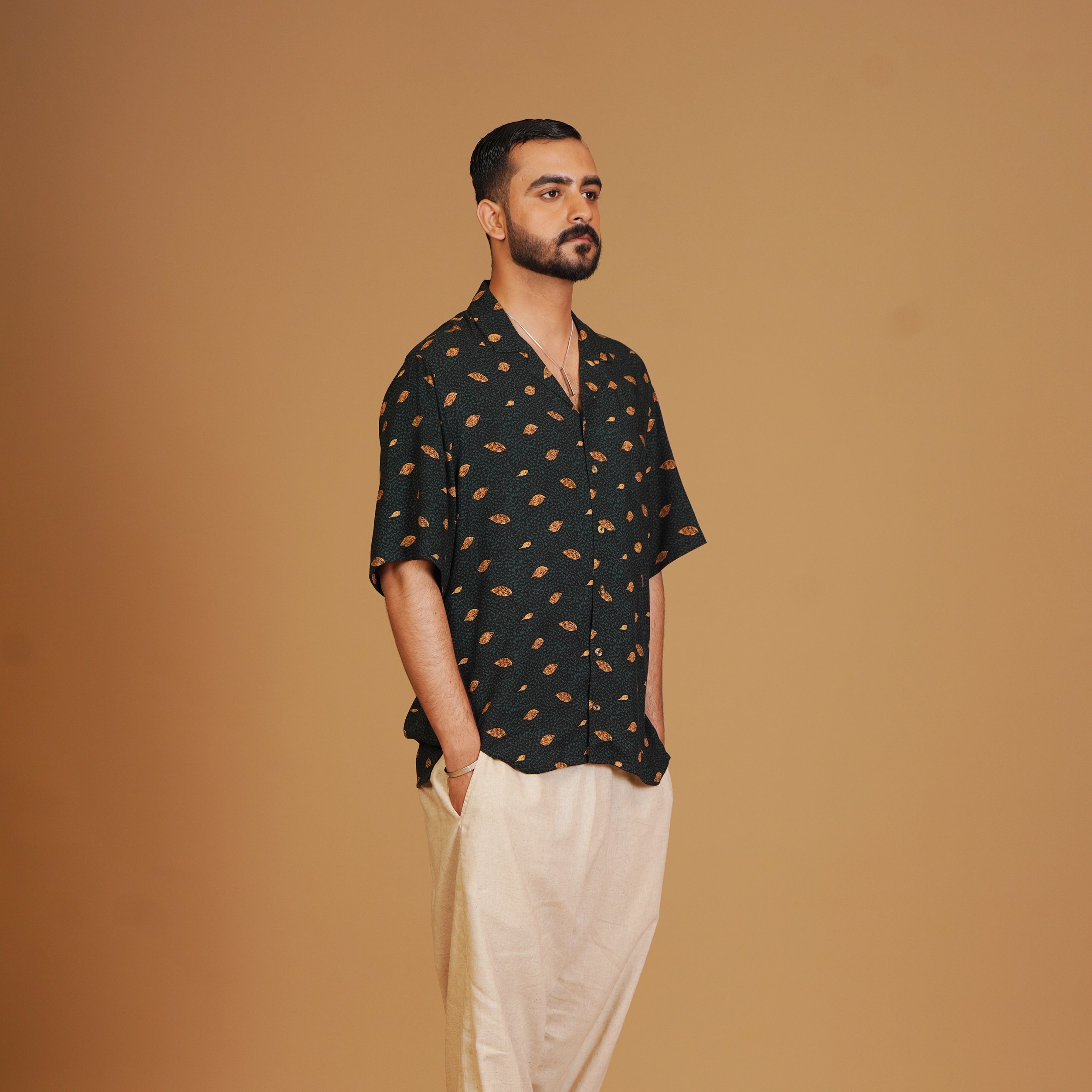 Men Black Printed Resort Shirt