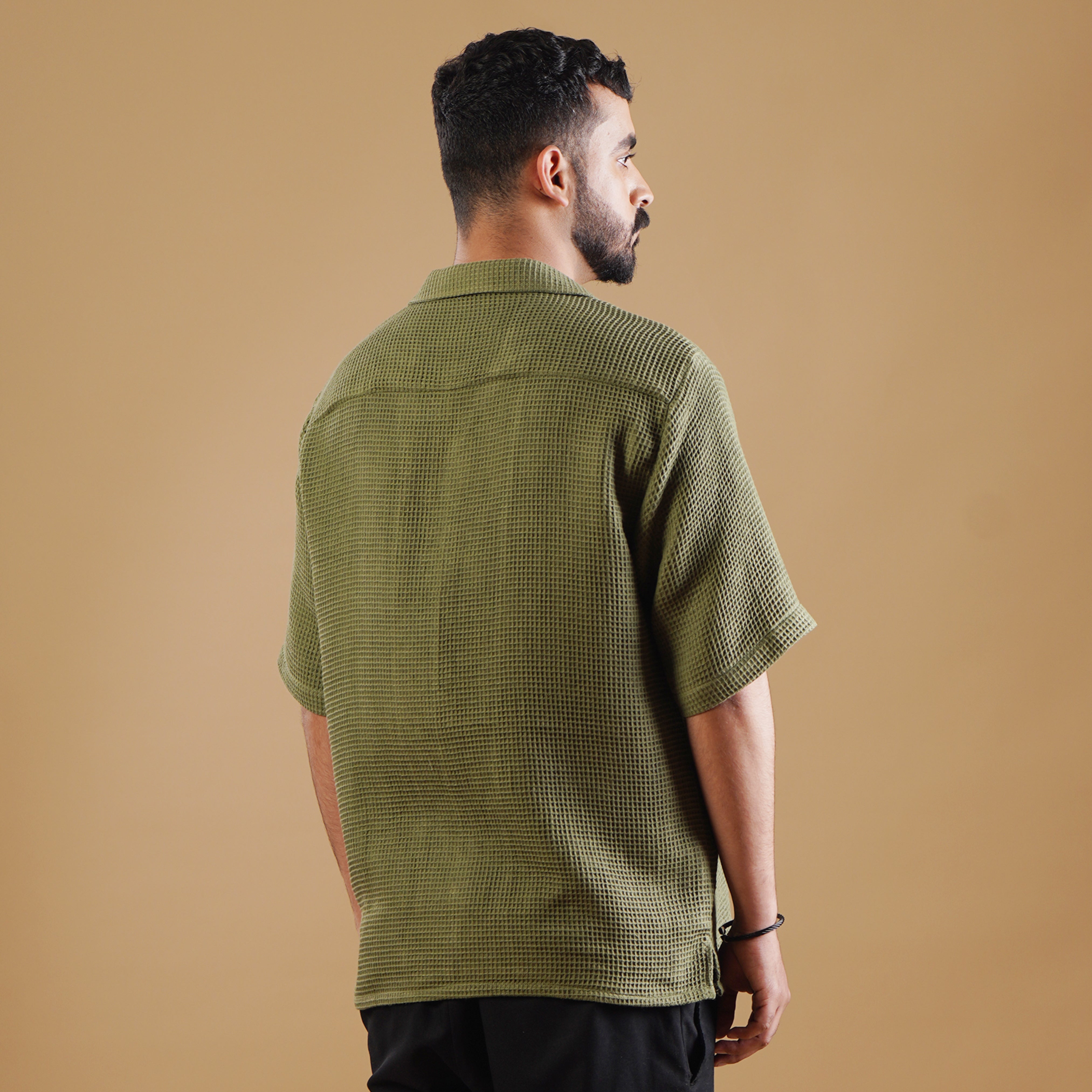 Subtle Textured Shirt & Black Pleated Trouser Coords Set