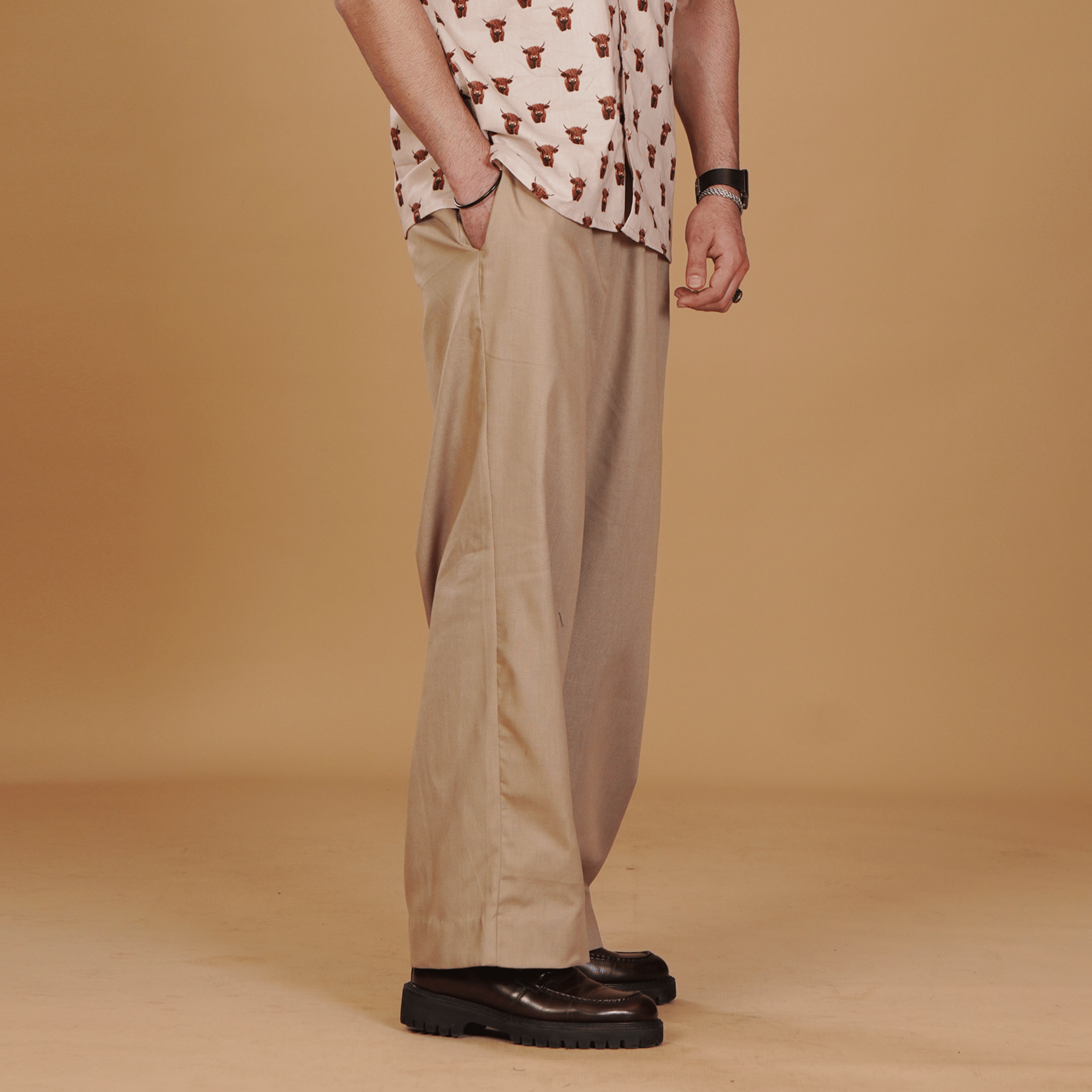 Khaki Pleated Trouser