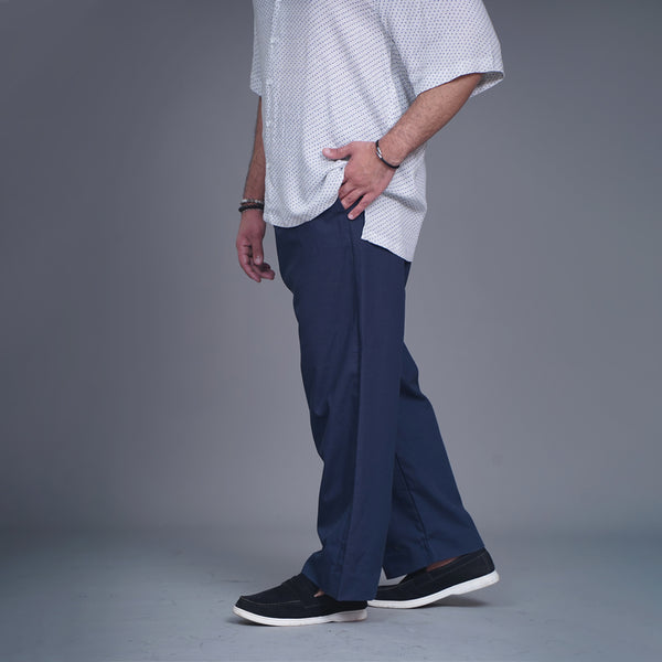 Navy Blue Pleated Baggy Fit Pants
