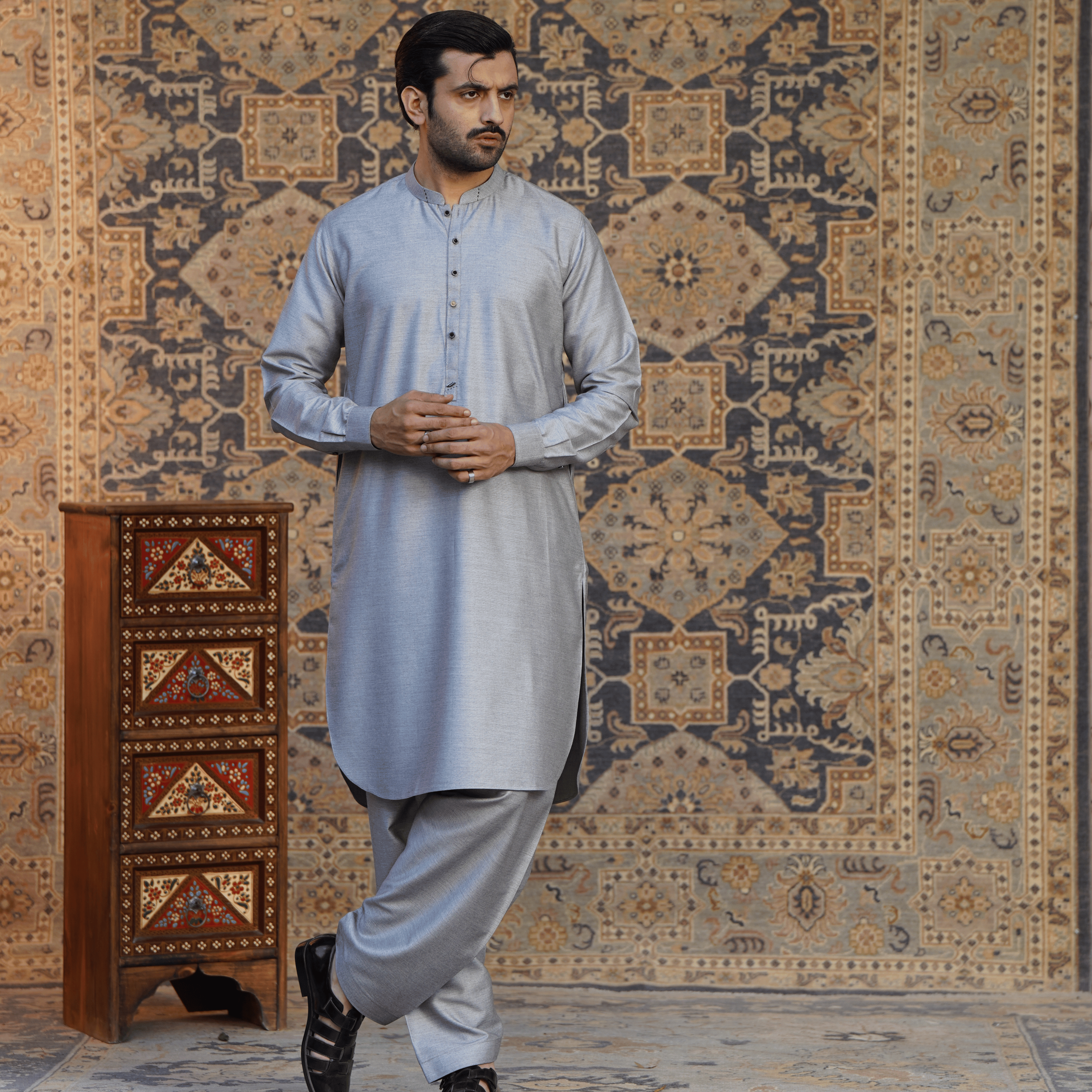 Steel Grey Shalwar Kameez