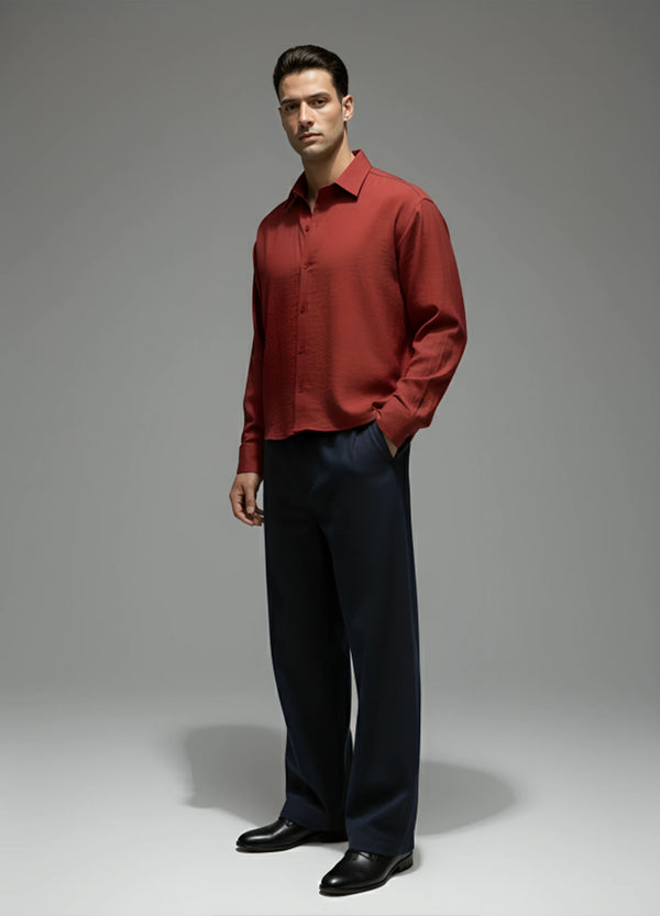 MEN CO-ORD SET — MAROON SHIRT & NAVY PANTS