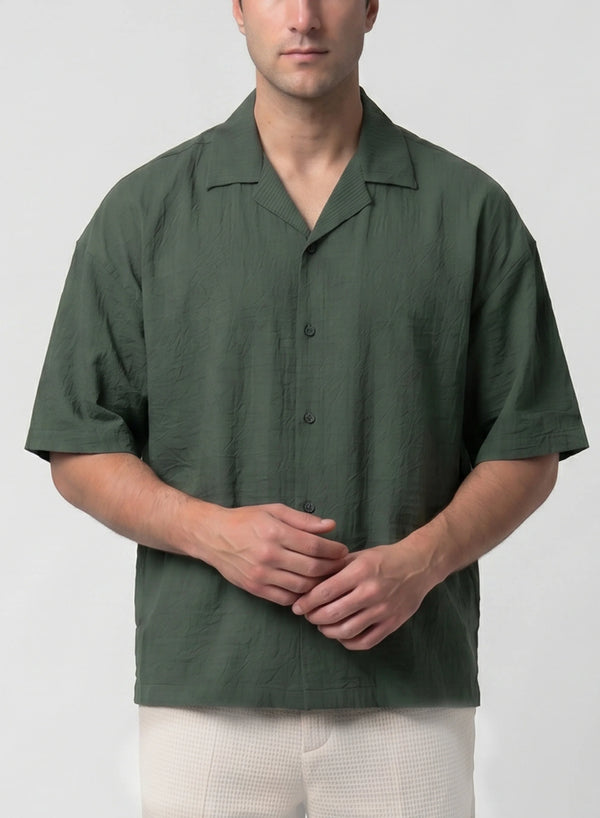Crushed Boxy-Fit Half Sleeves Shirt