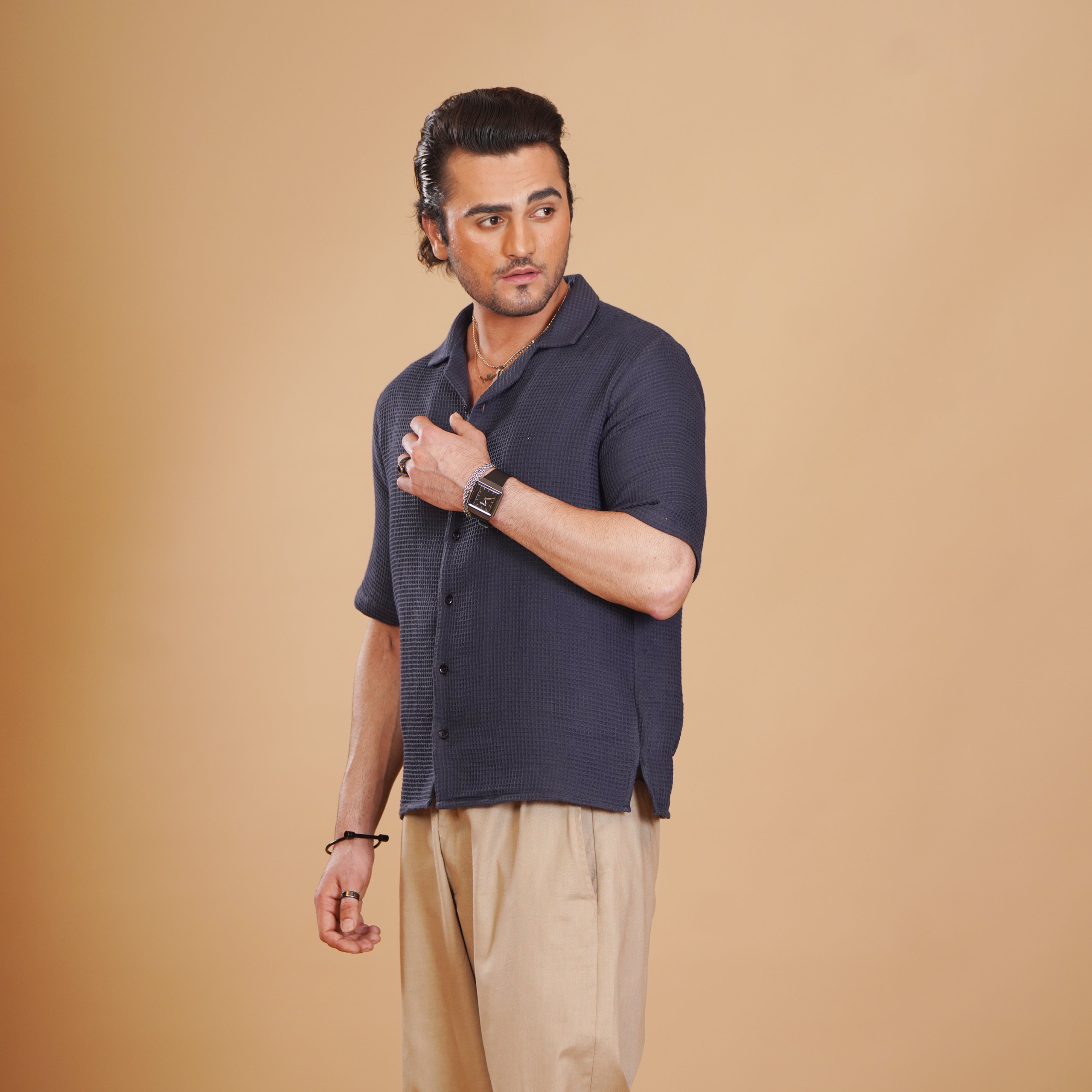 Blue Textured Finish Shirt