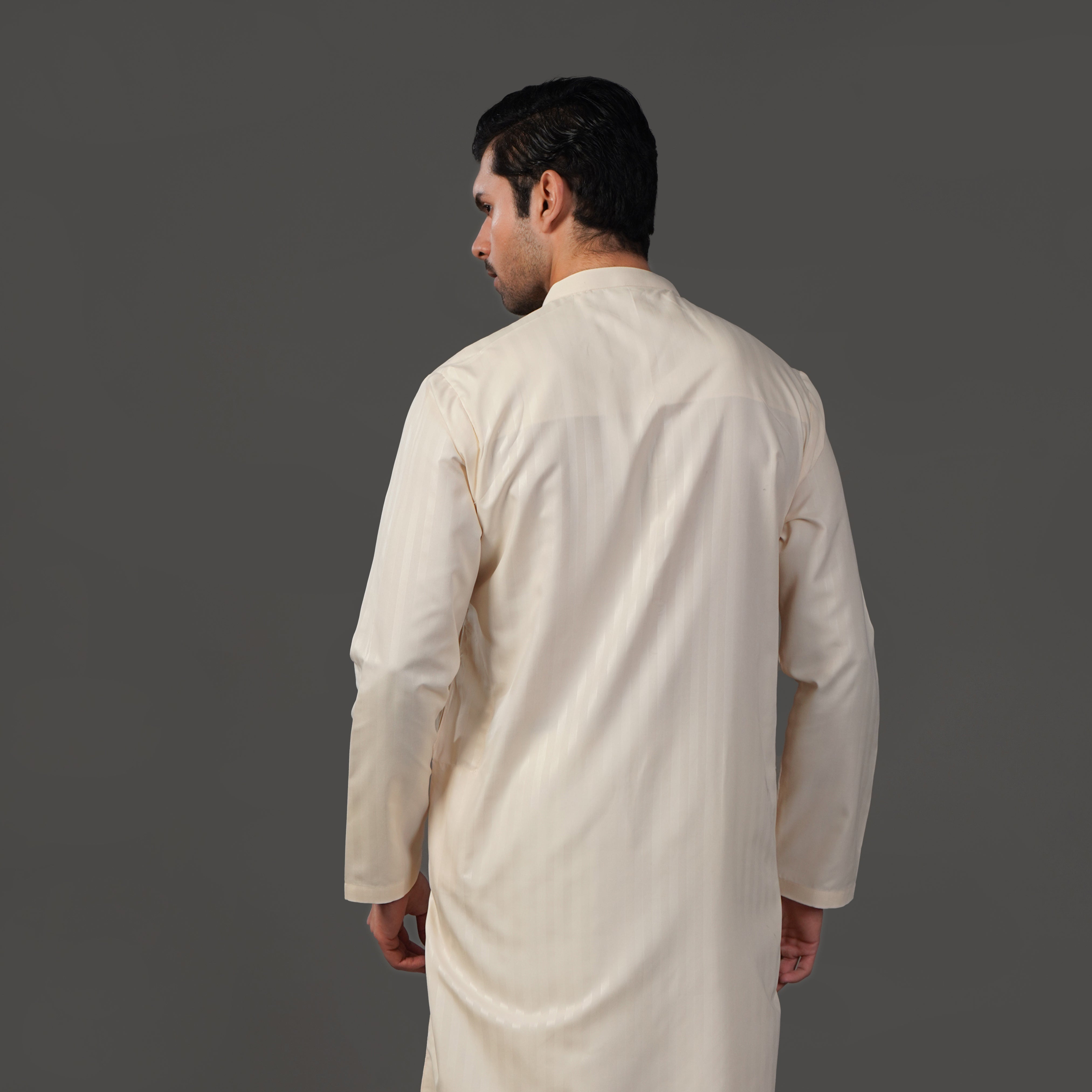 Beige Self-Lining Cotton Kurta