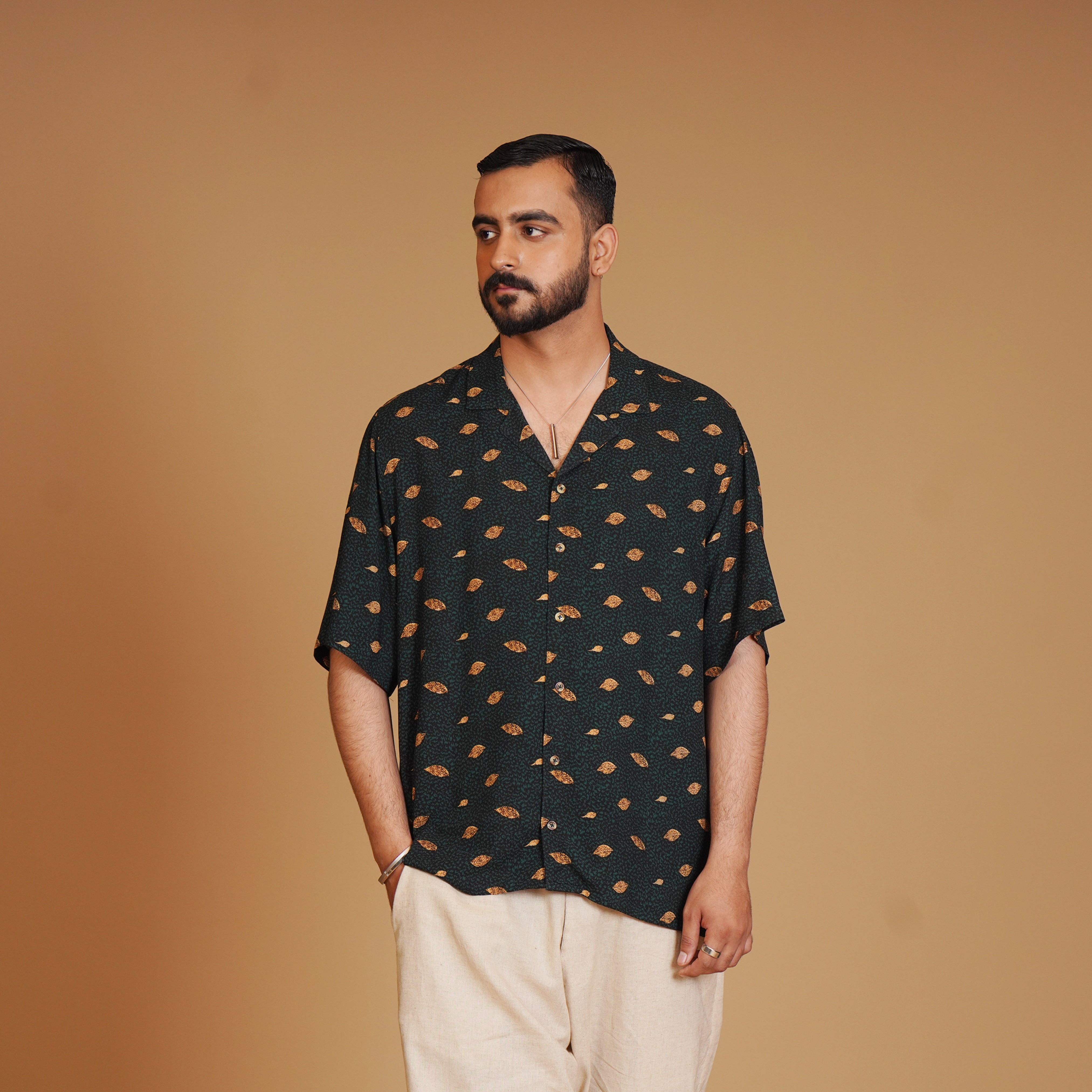Men Black Printed Resort Shirt