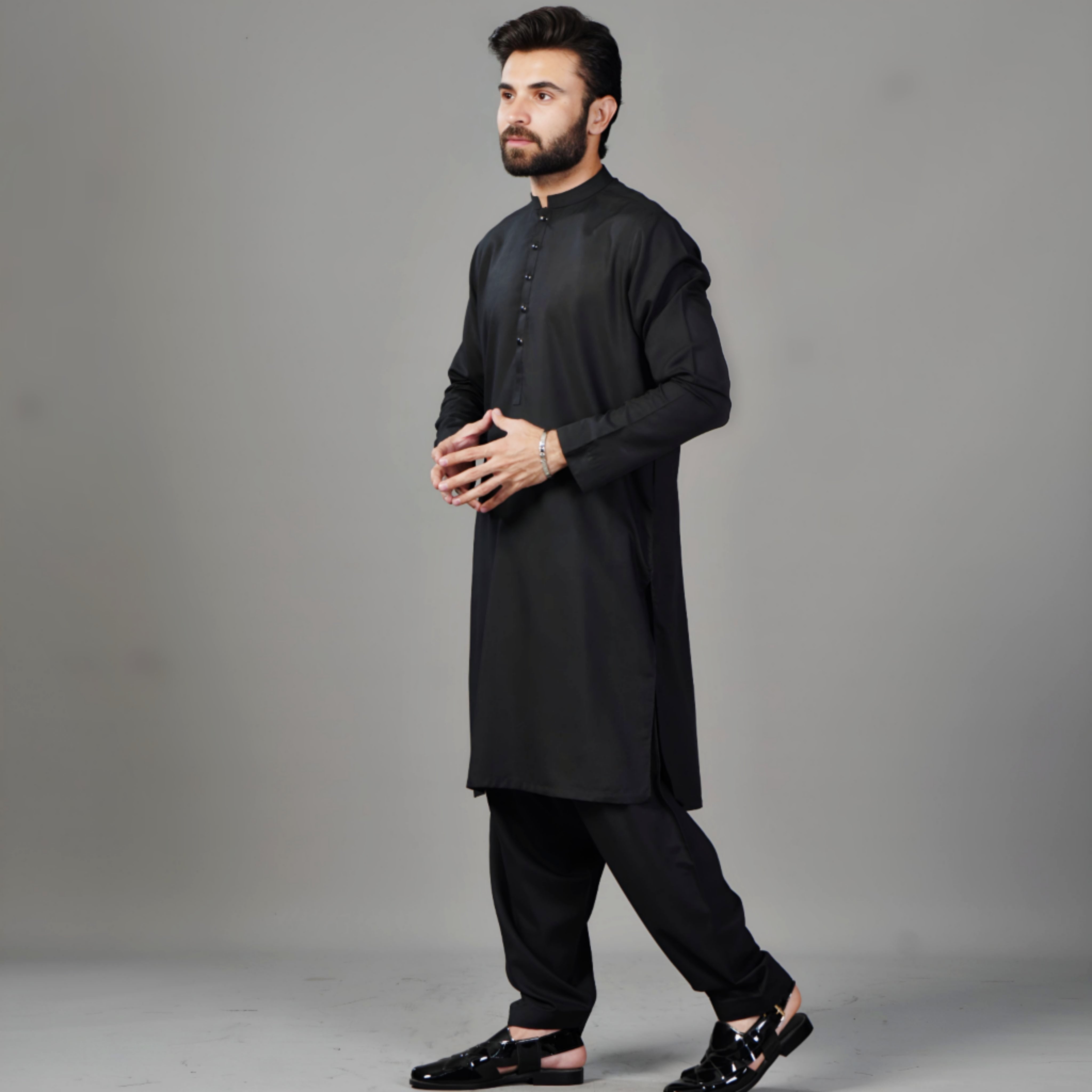 Plain Black Ban Shalwar Kameez