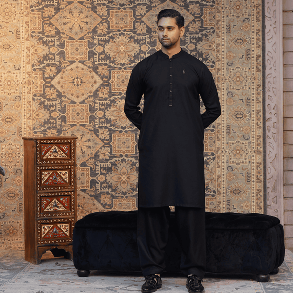 Tropical Black Shalwar Kameez