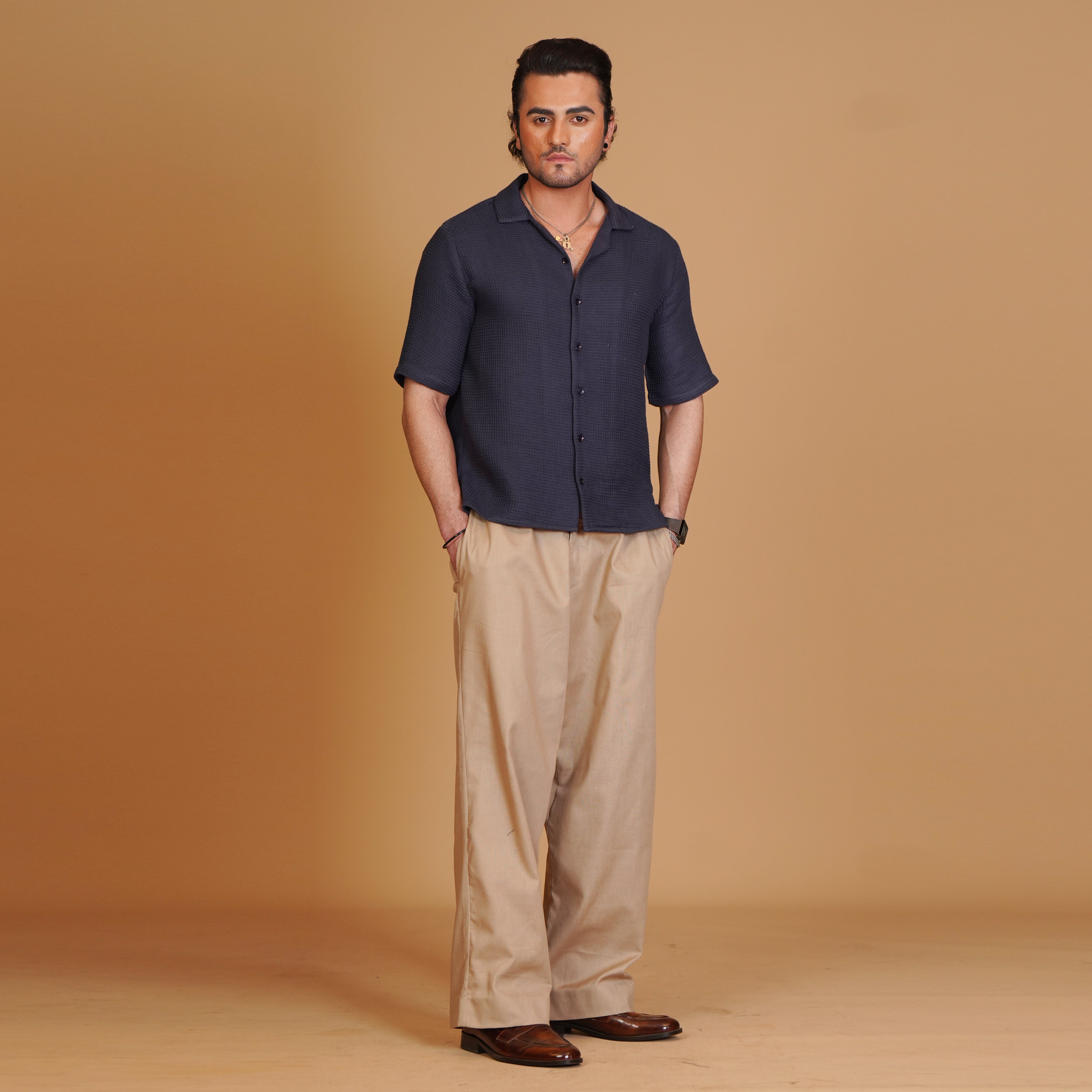 Blue Textured Finish Shirt