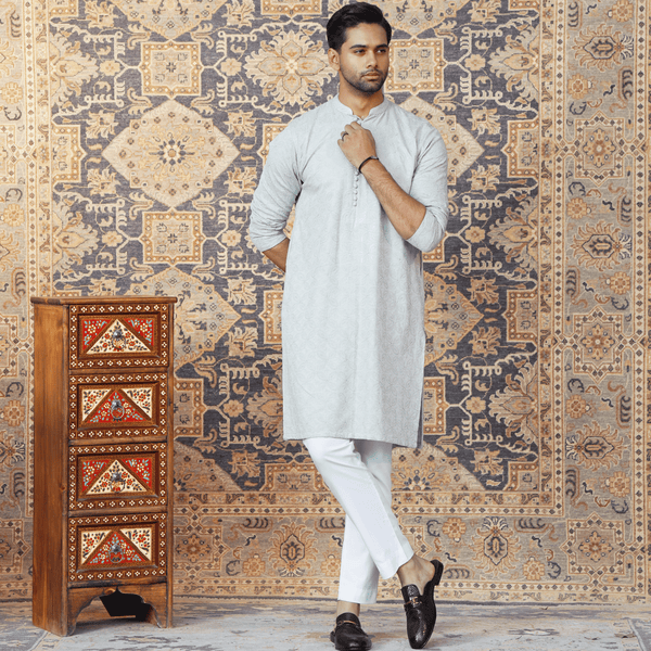 Embroidered Ferozi Kurta