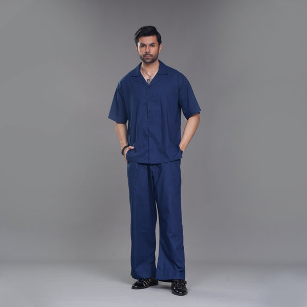 Navy blue  Pleated Baggy Fit Pants