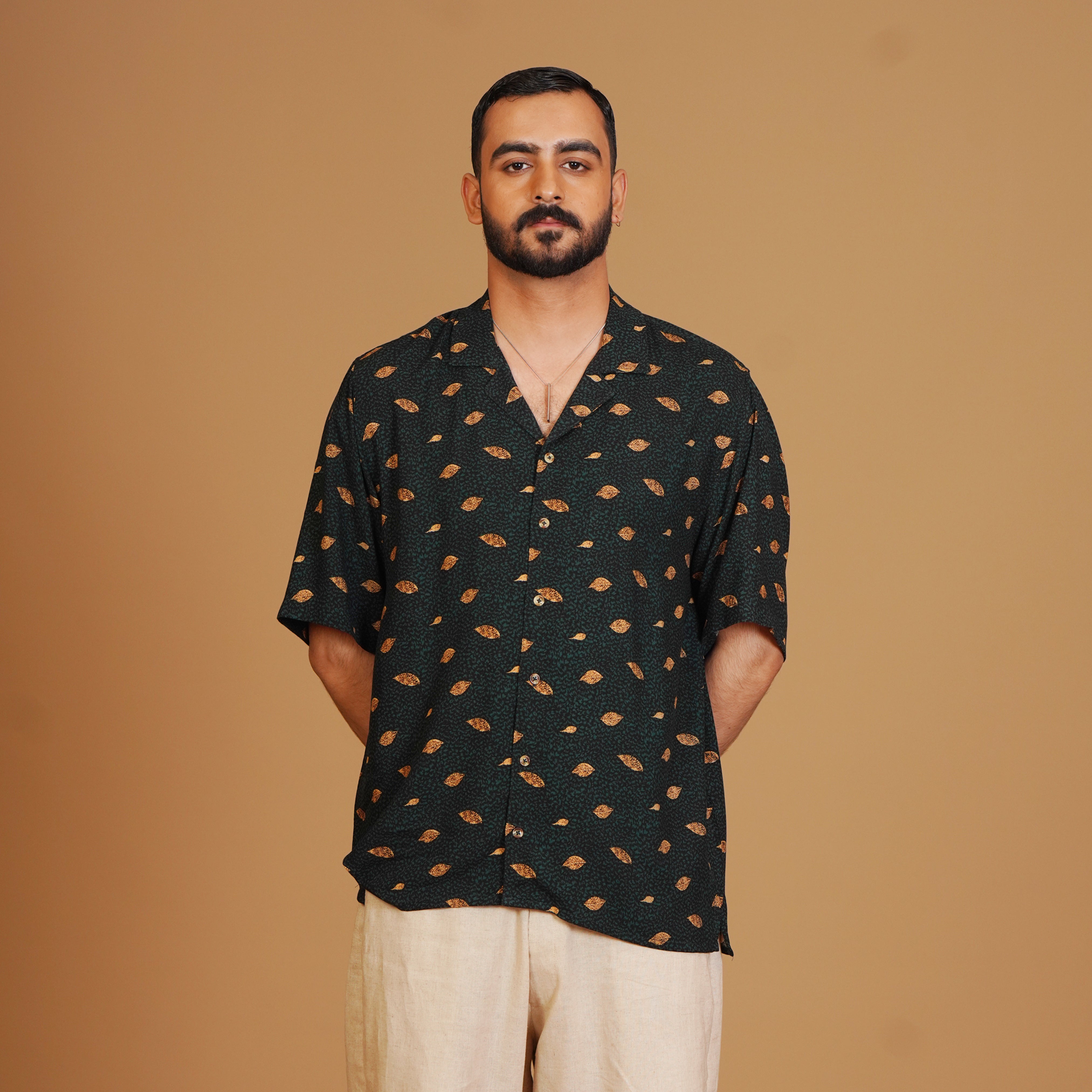 Men Black Printed Resort Shirt