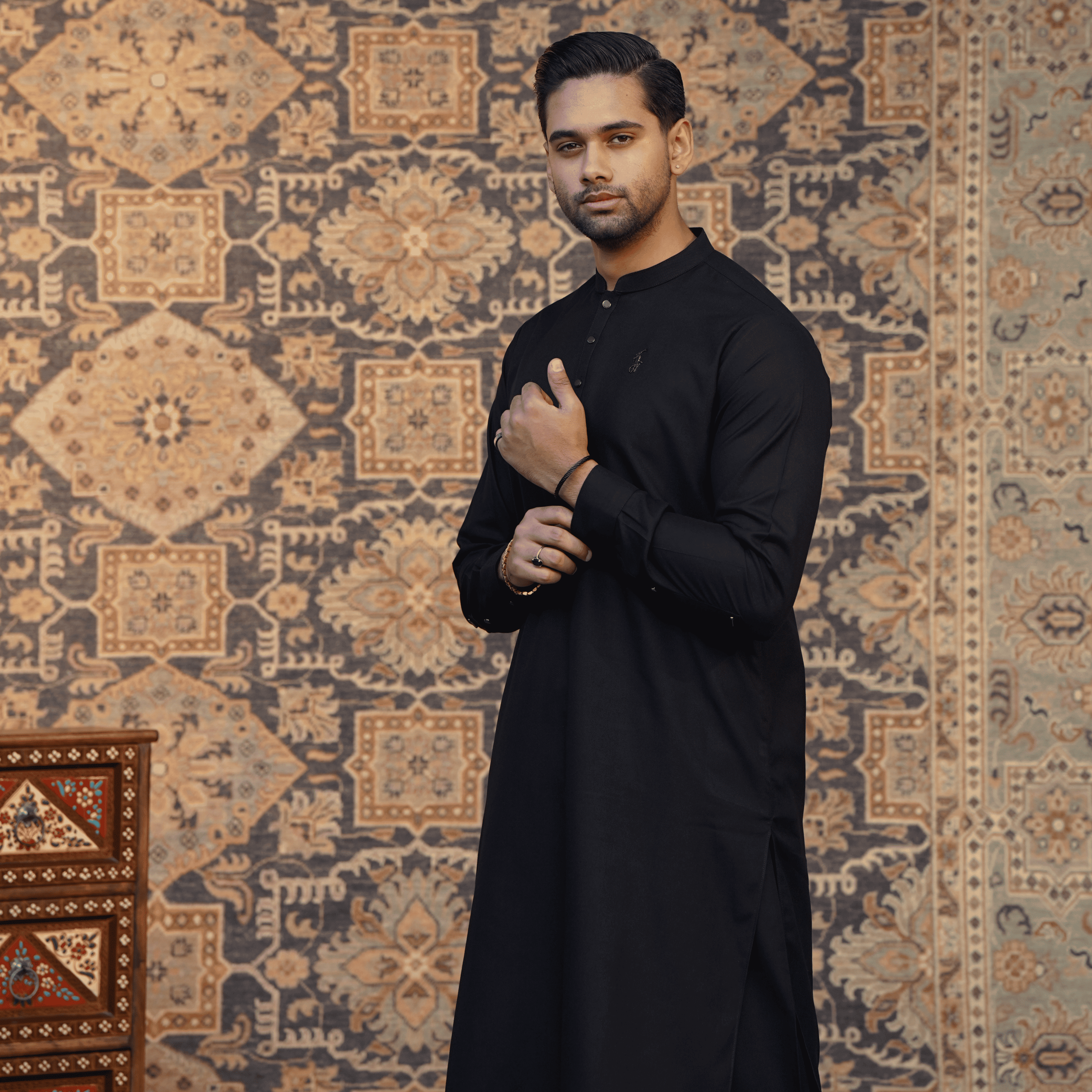 Tropical Black Shalwar Kameez