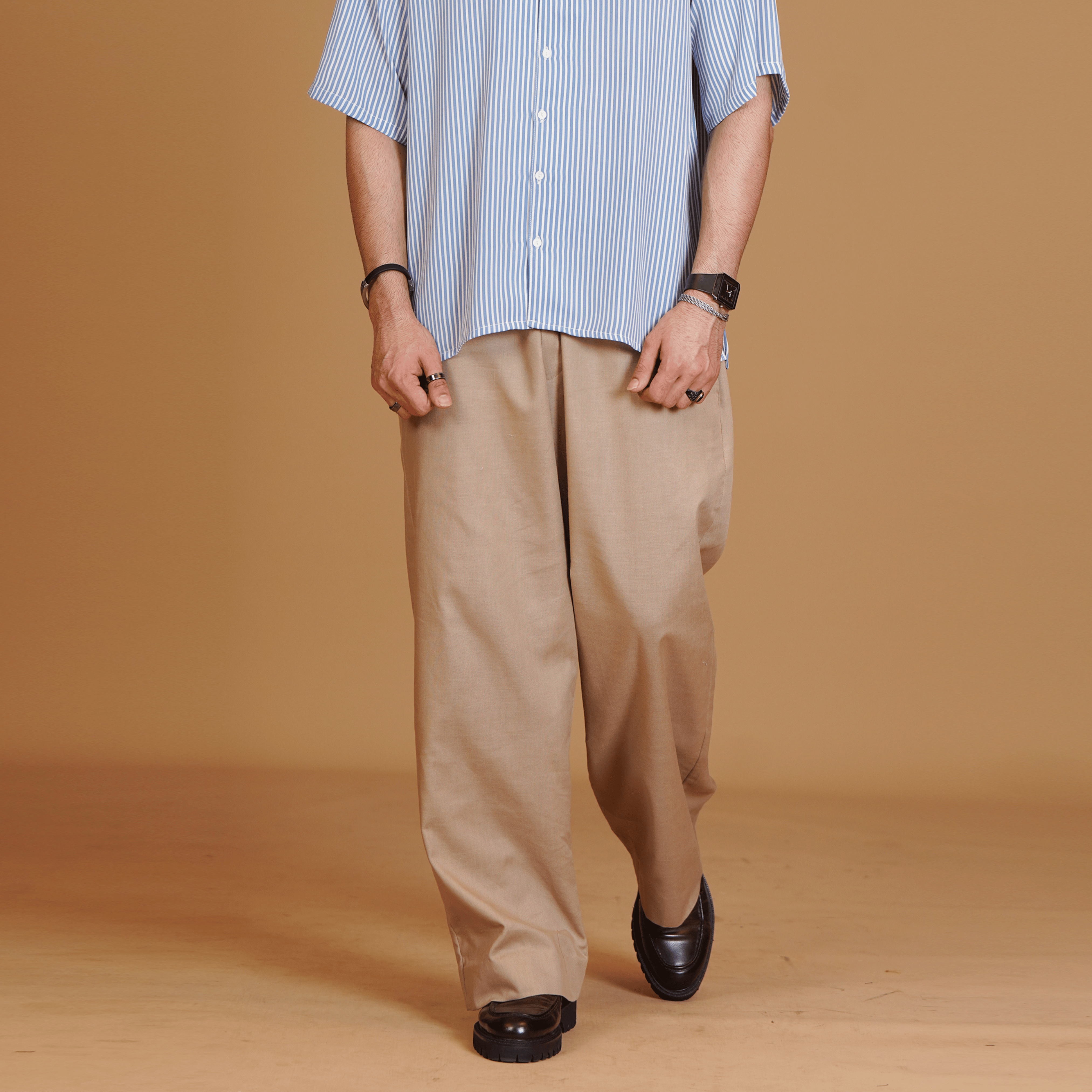 Khaki Pleated Trouser