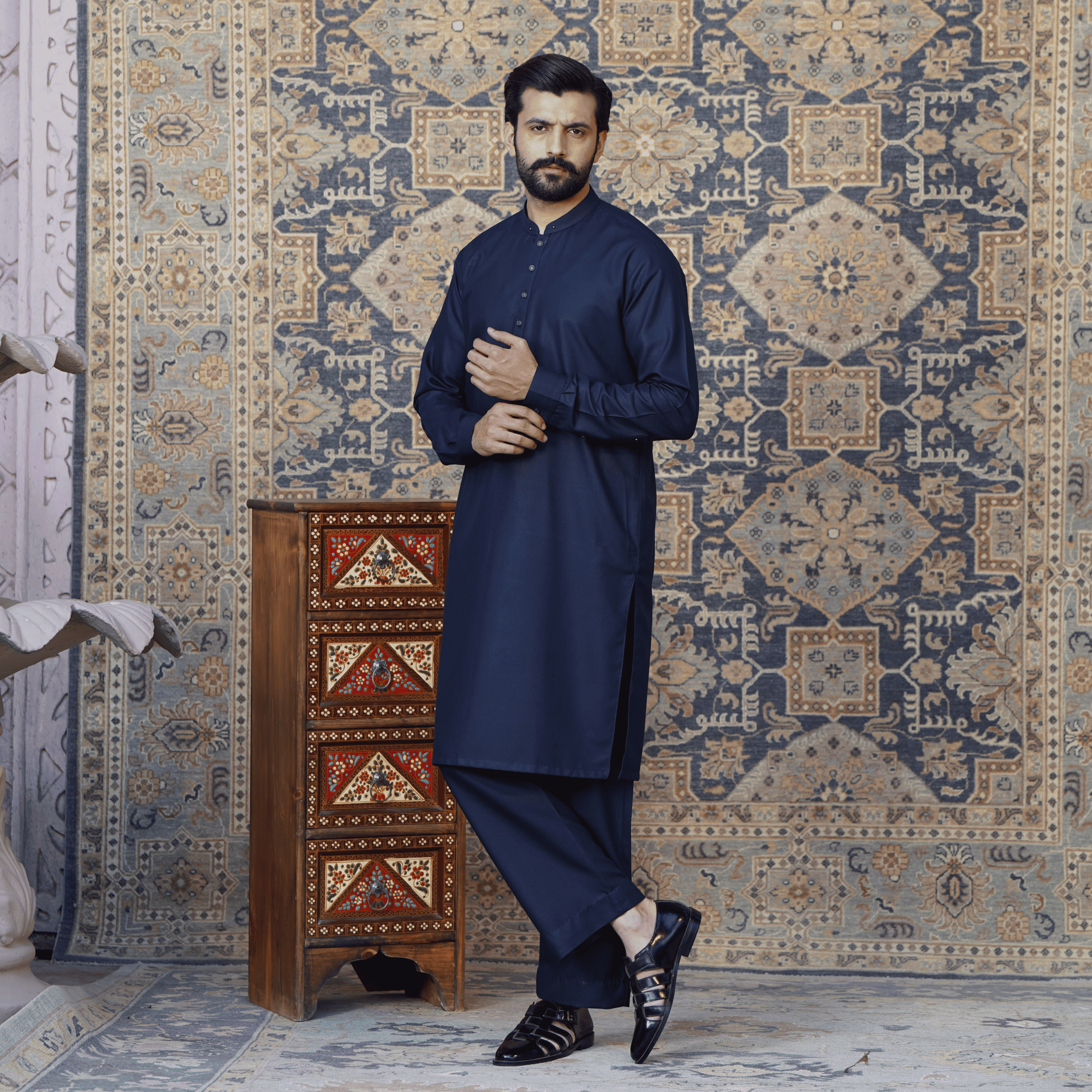 Navy Blue Shalwar Kameez