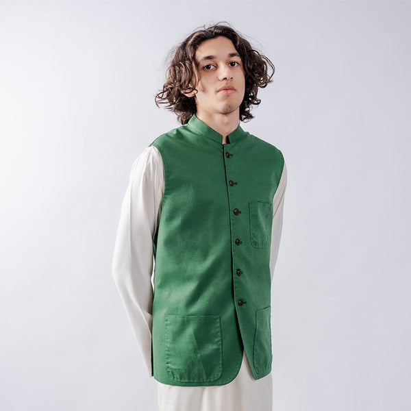 WAISTCOAT WITH PATCH POCKETS AND CHAMPA