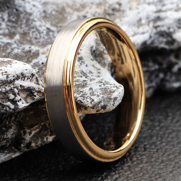 Gold Tungsten Rings for Men Women Fashion Engagement Wedding Bands