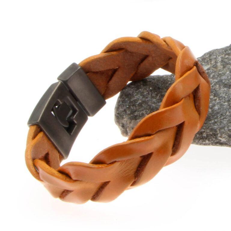 Leather bracelet golden-brown