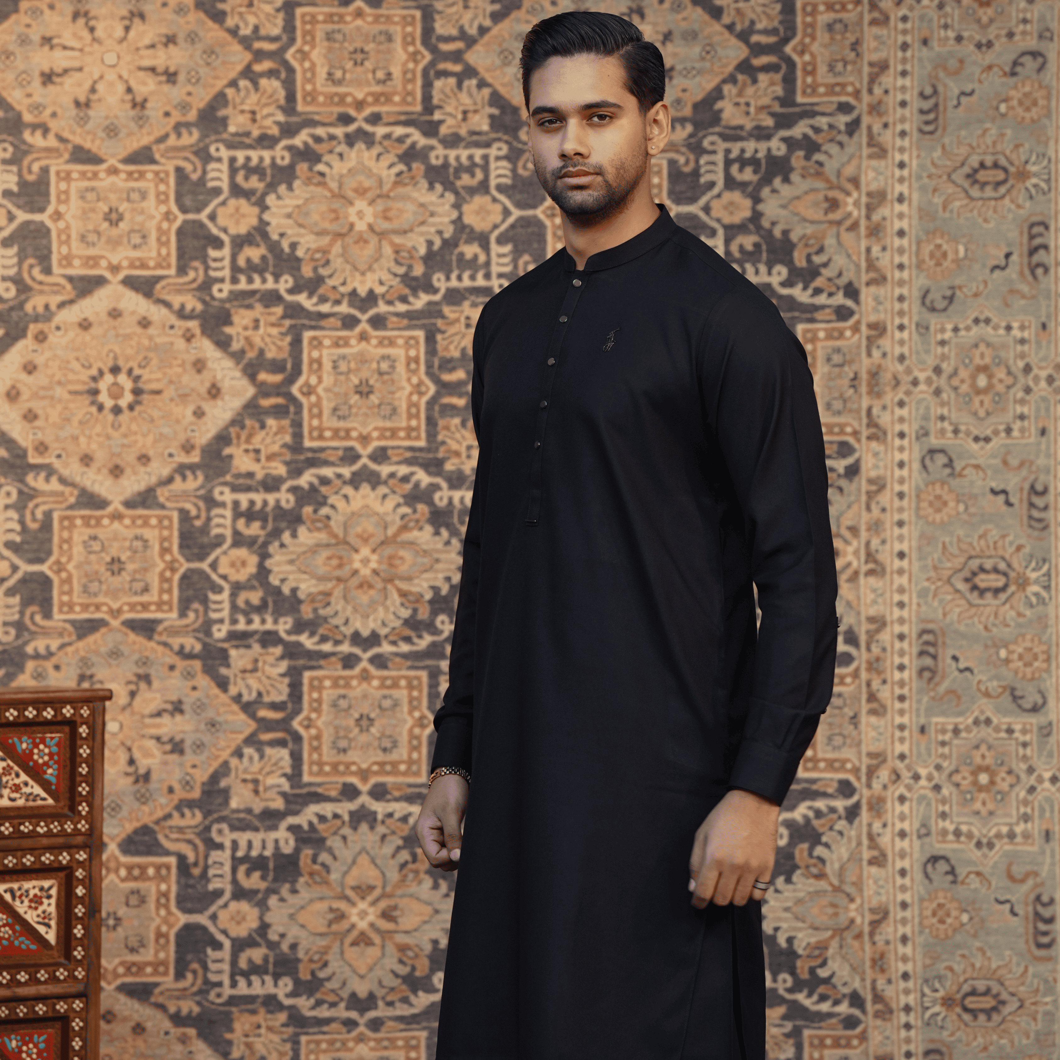 Tropical Black Shalwar Kameez