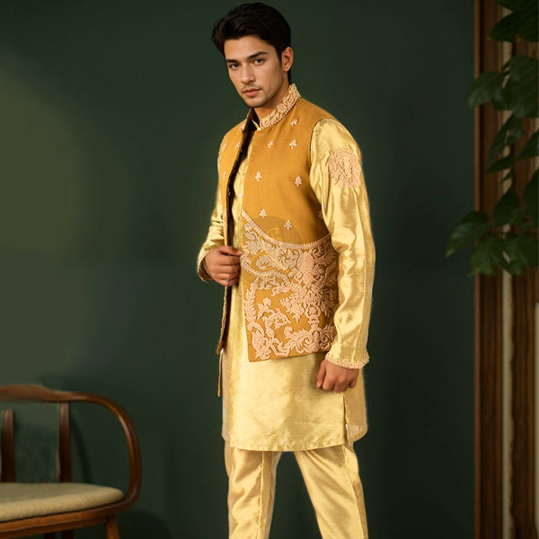 Embroidered Golden Waiscoat