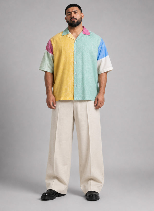 Men Multi-Colour Patchwork Shirt