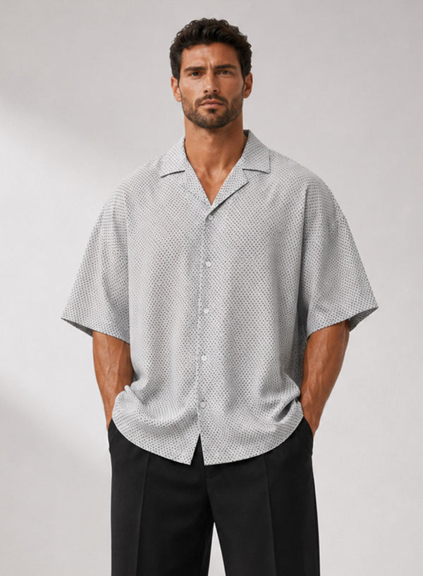 Men White - Self-Rod Linen Shirt