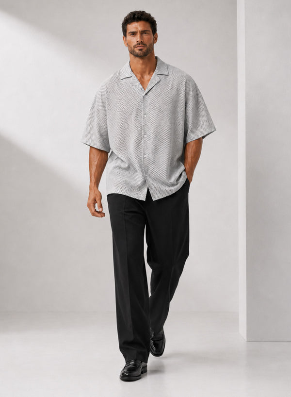 Men White - Self-Rod Linen Shirt