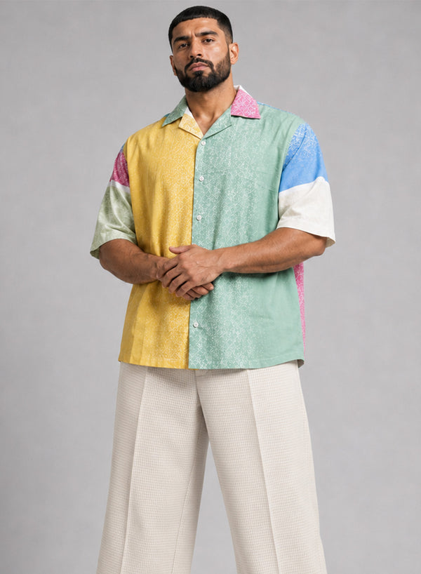 Men Multi-Colour Patchwork Shirt