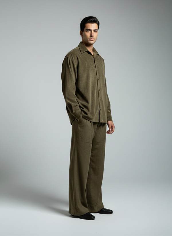 MEN'S CORDUROY CO-ORD SET – MEHNDI GREEN