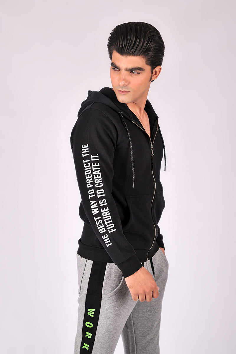Black Zipper Hoodie