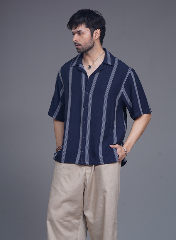 Men Navy Blue Resort Shirt