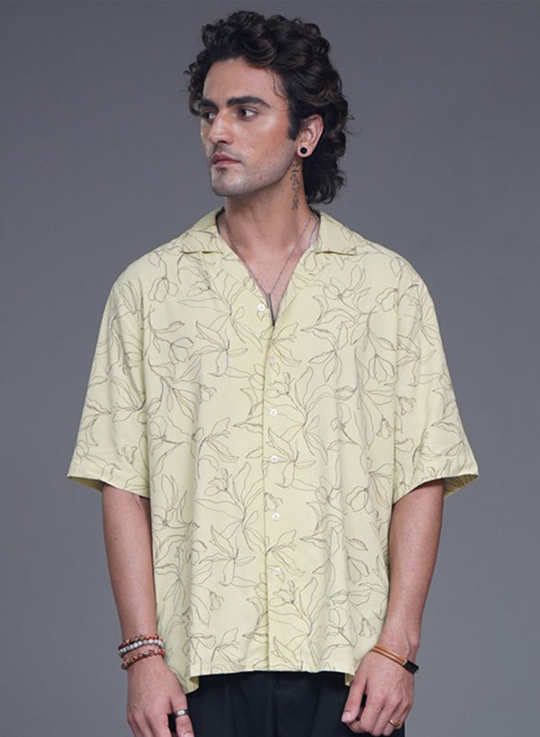 Men Light Green Self-Printed Resort Shirt